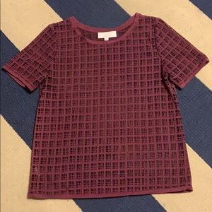 Loft sheer blouse maroonish M